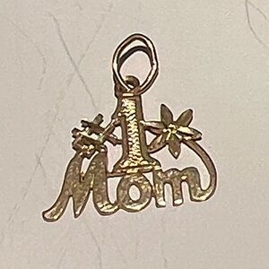 1/2” x 1/2” ENGRAVED “#1 MOM” STAMPED AM 14 K GOLD PENDANT